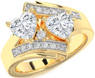 Diamond Gold Two Heart Ring