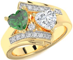 Diamond Gold Two Heart Promise Ring