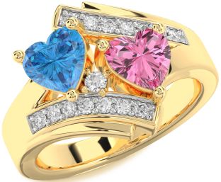 Diamond Gold Two Heart Promise Ring