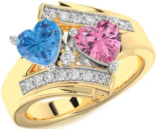 Diamond Platinum & Yellow Gold Two Heart Promise Ring