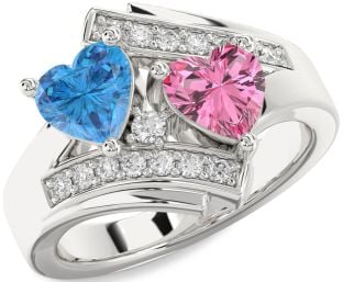 Diamond Platinum Two Heart Promise Ring