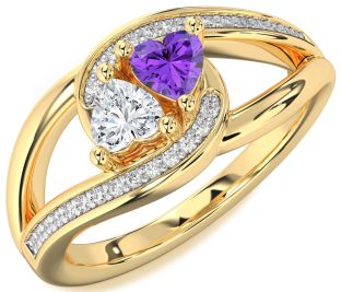 Diamond Gold Two Heart Promise Ring