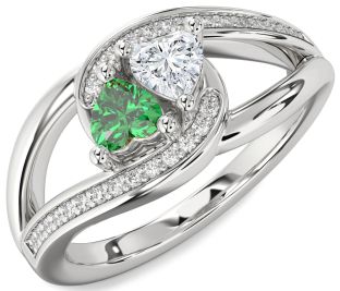 Diamond Silver Two Heart Promise Ring