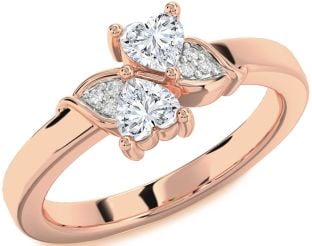 Diamond Rose Gold Two Heart Ring