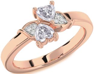 Salt & Pepper Diamond Rose Gold Silver Two Heart Ring