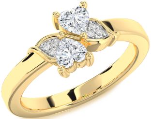 Diamond Gold Two Heart Ring