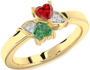 Diamond Gold Two Heart Promise Ring