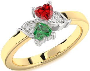Diamond Platinum & Yellow Gold Two Heart Promise Ring