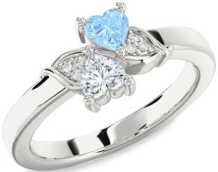 Diamond Silver Two Heart Promise Ring