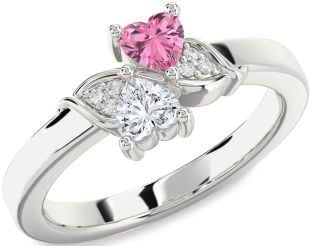 Diamond Silver Two Heart Promise Ring