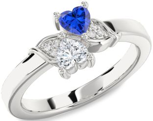Diamond Silver Two Heart Promise Ring