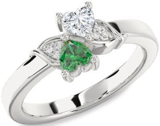 Diamond Silver Two Heart Promise Ring