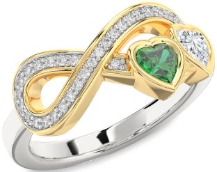 Diamond Silver & 10K gold Infinity Two Heart Promise Ring