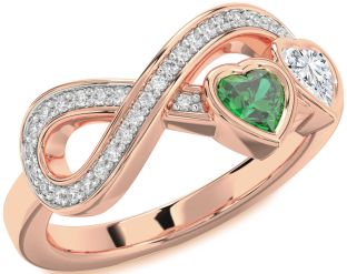 Diamond Rose Gold Infinity Two Heart Promise Ring