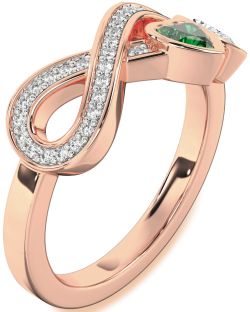 Diamond Rose Gold Infinity Two Heart Promise Ring