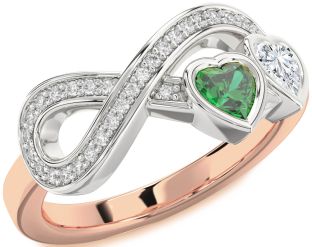 Diamond Platinum & Rose Gold Infinity Two Heart Promise Ring