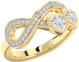 Diamond Gold Infinity Two Heart Ring