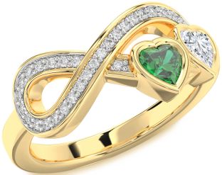 Diamond Gold Infinity Two Heart Promise Ring