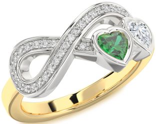 Diamond Platinum & Yellow Gold Infinity Two Heart Promise Ring