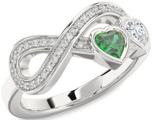 Diamond Silver Infinity Two Heart Promise Ring