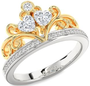 Diamond Platinum & Yellow Gold Two Heart Ring