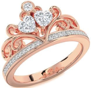 Diamond Rose Gold Two Heart Ring