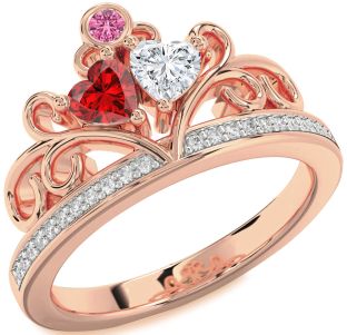 Diamond Rose Gold Two Heart Mother's Ring