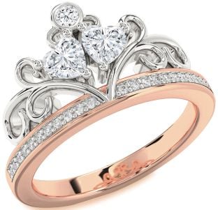 Diamond White Rose Gold Two Heart Ring