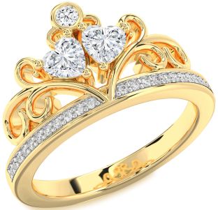 Diamond Gold Two Heart Ring