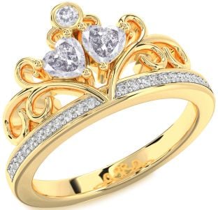 Salt & Pepper Diamond Gold Silver Two Heart Ring