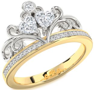 Diamond Platinum & Yellow Gold Two Heart Ring