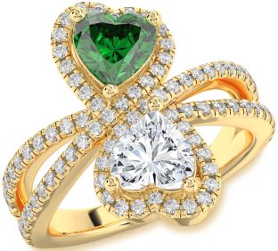 Diamond Gold Heart Two Stone Promise Ring