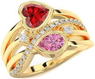 Diamond Gold Heart Three Stone Promise Ring