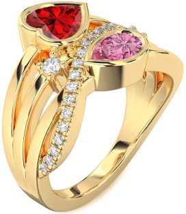 Diamond Gold Heart Three Stone Promise Ring