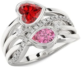 Diamond Platinum Heart Three Stone Promise Ring