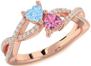 Diamond Rose Gold Infinity Two Heart Promise Ring