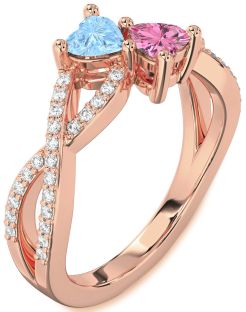 Diamond Rose Gold Infinity Two Heart Promise Ring