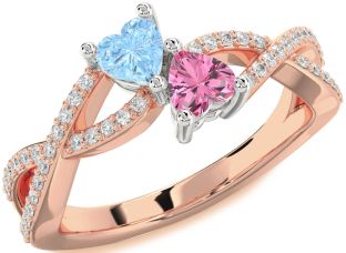 Diamond Platinum & Rose Gold Infinity Two Heart Promise Ring