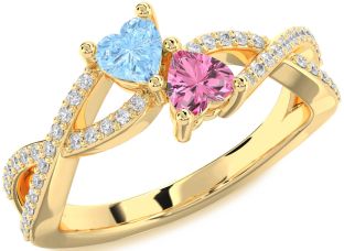 Diamond Gold Infinity Two Heart Promise Ring
