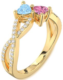 Diamond Gold Infinity Two Heart Promise Ring