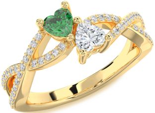 Diamond Gold Infinity Two Heart Promise Ring