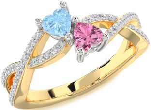 Diamond Platinum & Yellow Gold Infinity Two Heart Promise Ring