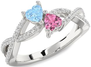 Diamond Platinum Infinity Two Heart Promise Ring