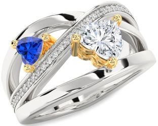 Diamond Platinum & Yellow Gold Two Heart Promise Ring
