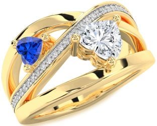 Diamond Gold Two Heart Promise Ring