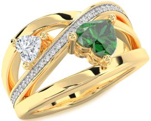 Diamond Gold Two Heart Promise Ring