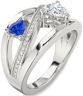 Diamond Silver Two Heart Promise Ring