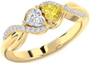 Diamond Gold Knot Two Heart Promise Ring