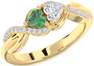 Diamond Gold Knot Two Heart Promise Ring