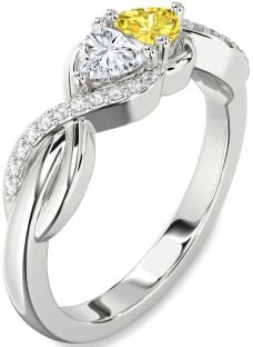 Diamond Platinum Knot Two Heart Promise Ring